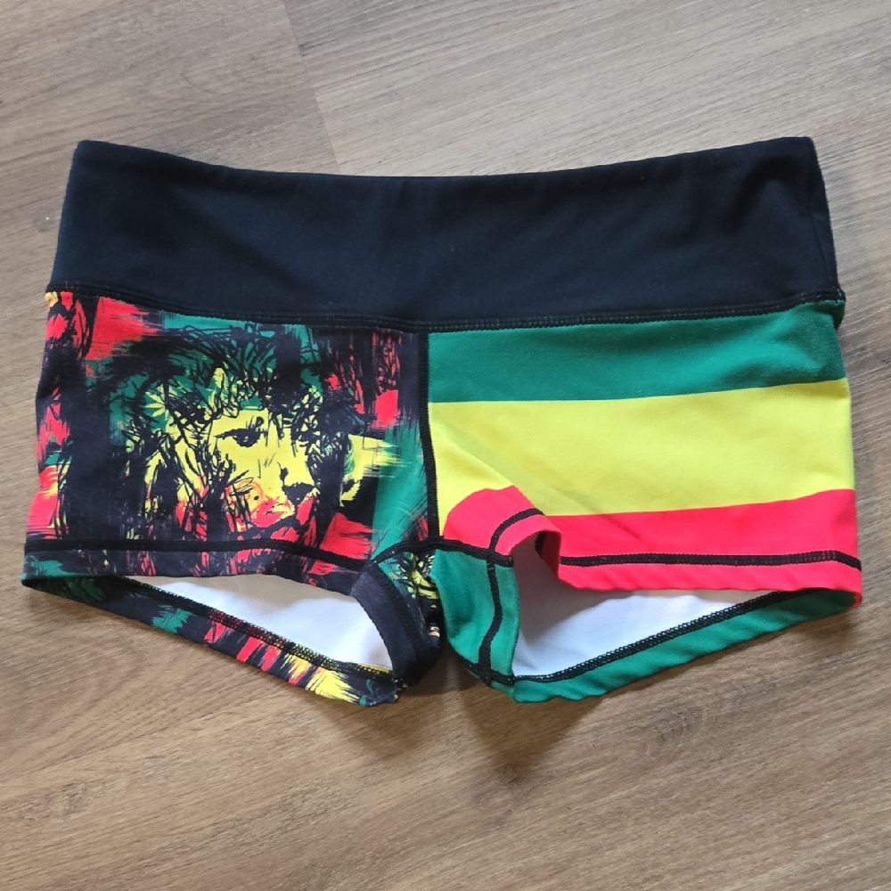 Colorful Women's Athletic Shorts with Black Waistband